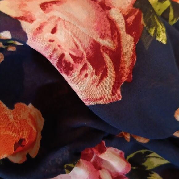 Espresso Dark Floral On/Off Shoulder Dress Cottagecore Coastal Cowgirl - Picture 12 of 12